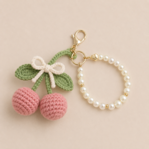 khóa cherry len + vòng ngọc trai